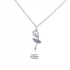 Dancing girl 925 sterling silver pendant with chain necklace